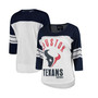 Women's White, Navy Houston Texans First Team Three-Quarter Sleeve Mesh T-shirt