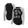 Women's Black New Orleans Saints Waffle Raglan Long Sleeve T-shirt