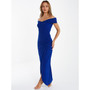 Scuba Crepe Ruched Bardot Maxi Dress - Women