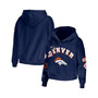 Women's Navy Denver Broncos Plus Size Modest Cropped Pullover Hoodie