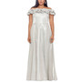 Plus Size Glitter Ruffled-Neck Evening Gown