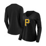 Women's Black Pittsburgh Pirates Official Logo Long Sleeve V-Neck T-shirt