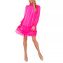 Women's Long Sleeve Mock-Neck Ruffle Hem Dress