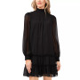 Women's Long Sleeve Mock-Neck Ruffle Hem Dress