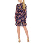 Women's Floral-Print Sheer-Sleeve Mini Wrap Dress