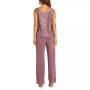 3-Pc. Sequined Lace Pantsuit & Jacket