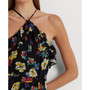 Women's Floral Ruffle-Trim Georgette Halter Gown