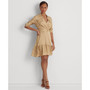 Women's Belted Geo Jacquard Long-Sleeve Dress