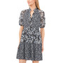 Women's Floral Contrast Print Short Sleeve Baby Doll Dress