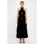 Women's Crossed Halter Neck Tiered Maxi Dress