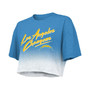 Women's Threads Justin Herbert Powder Blue, White Los Angeles Chargers Drip-Dye Player Name and Number Tri-Blend Crop T-shirt