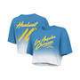 Women's Threads Justin Herbert Powder Blue, White Los Angeles Chargers Drip-Dye Player Name and Number Tri-Blend Crop T-shirt