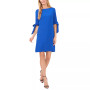 Women's Tie Cuff 3/4-Sleeve Crew Neck Shift Dress