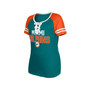 Women's Aqua Miami Dolphins Throwback Raglan Lace-Up T-shirt