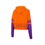 Women's Orange Clemson Tigers Throwback Stripe Arch Logo Cropped Pullover Hoodie
