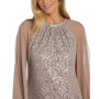 Women's Sequinned Lace Dress With Chiffon Cape