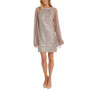 Women's Sequinned Lace Dress With Chiffon Cape