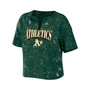 Women's Green Oakland Athletics Notch Neck Tie-Dye T-shirt