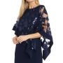 Women's Sequined Floral-Lace Poncho Dress