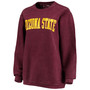 Women's Maroon Arizona State Sun Devils Comfy Cord Vintage-Like Wash Basic Arch Pullover Sweatshirt