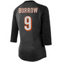 Women's Joe Burrow Black Cincinnati Bengals Player Name Number Raglan 3/4 Sleeve T-shirt