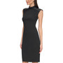 Women's Faux-Leather-Trim Sheath Dress