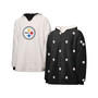 Women's Black, White Pittsburgh Steelers Repeat Print Reversible Hoodeez