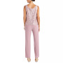 Petite 3-Pc. Sequined-Lace Jacket, Top & Pants