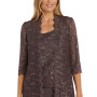 Petite 3-Pc. Sequined-Lace Jacket, Top & Pants