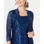 Petite 3-Pc. Sequined-Lace Jacket, Top & Pants