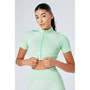 Women's Recycled Colour Block Zip-up Crop Top Green