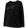 Women's Plus Size Black Carolina Panthers Primary Logo Long Sleeve T-shirt