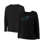 Women's Plus Size Black Carolina Panthers Primary Logo Long Sleeve T-shirt