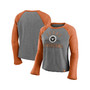 Women's Branded Heathered Gray, Heathered Texas Orange Texas Longhorns Competitive Edge Cropped Raglan Long Sleeve T-shirt