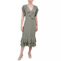 Women's Short Flutter Sleeve Ruffle Neck Dress