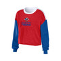 Women's Heather Red Philadelphia 76ers Mixed Letter Cropped Pullover Sweatshirt