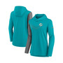 Women's Aqua and Heathered Charcoal Miami Dolphins Chevron Hoodie Performance Long Sleeve T-shirt