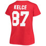 Women's Plus Size Travis Kelce Red Kansas City Chiefs Name Number V-Neck T-shirt