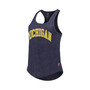 Women's Heather Navy Michigan Wolverines Two-Hit Intramural Tri-Blend Scoop Neck Racerback Tank Top