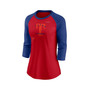 Women's Red, Royal Texas Rangers Next Up Tri-Blend Raglan 3/4 -Sleeve T-shirt