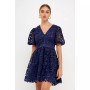 Women's Crochet Lace Puff Sleeve Mini Dress