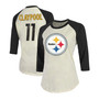 Women's Cream, Black Pittsburgh Steelers Player Raglan Name Number 3/4 Sleeve T-shirt