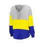 Women's Heathered Gray, Royal Los Angeles Rams Outfield Deep V-Back Pullover Sweatshirt