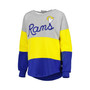 Women's Heathered Gray, Royal Los Angeles Rams Outfield Deep V-Back Pullover Sweatshirt