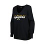 Women's Black Los Angeles Chargers Sequin Logo V-Neck Pullover Sweatshirt