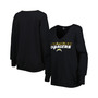 Women's Black Los Angeles Chargers Sequin Logo V-Neck Pullover Sweatshirt