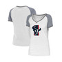 Women's White, Gray Houston Texans Training Camp Raglan V-Neck T-shirt