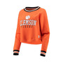 Women's Orange Clemson Tigers Cali Cozy Raglan Crop Pullover Sweatshirt