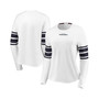 Women's White and Navy Houston Texans Plus Size Snap Cuff Long Sleeve Tri-Blend T-shirt