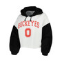 Women's White, Black Ohio State Buckeyes Good Time Color Block Cropped Hoodie